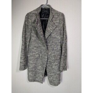 ZARA WOMAN Womens's Tweed Jacket Silver Black Metallic Jacket Sz M Lined 120